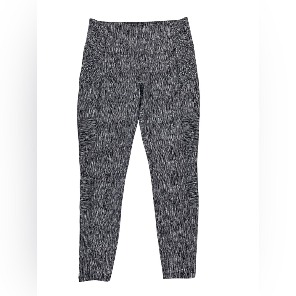 Athleta Delancey Textured Moto Tight Leggings Ankle Zip Black White Size M